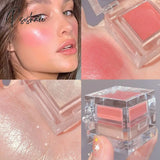 Waterproof Diamond Highlighter Blush Palette Natural Peach Pink Red Rouge Cheek Lasting Nude Makeup