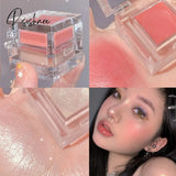 Waterproof Diamond Highlighter Blush Palette Natural Peach Pink Red Rouge Cheek Lasting Nude Makeup