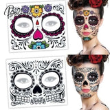 Waterproof Facial Makeup Sticker Special Face Tattoo Day Of The Dead Skull Dress Up Halloween