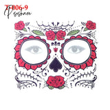 Waterproof Facial Makeup Sticker Special Face Tattoo Day Of The Dead Skull Dress Up Halloween