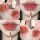 Waterproof Mirror Water Light Glass Lip Gloss Glaze Nude Brown Clear Tint Not Sticky Moisturizing