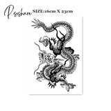 Waterproof Temporary Tattoo Sticker Japanese Style Black White Flame Dragon Body Art Fake Flash Arm