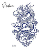 Waterproof Temporary Tattoo Sticker Japanese Style Black White Flame Dragon Body Art Fake Flash Arm