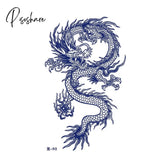 Waterproof Temporary Tattoo Sticker Japanese Style Black White Flame Dragon Body Art Fake Flash Arm