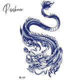 Waterproof Temporary Tattoo Sticker Japanese Style Black White Flame Dragon Body Art Fake Flash Arm