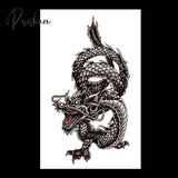 Waterproof Temporary Tattoo Sticker Japanese Style Black White Flame Dragon Body Art Fake Flash Arm