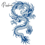 Waterproof Temporary Tattoo Sticker Japanese Style Black White Flame Dragon Body Art Fake Flash Arm