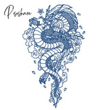 Waterproof Temporary Tattoo Sticker Japanese Style Black White Flame Dragon Body Art Fake Flash Arm