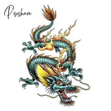 Waterproof Temporary Tattoo Sticker Japanese Style Black White Flame Dragon Body Art Fake Flash Arm