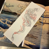 Waterproof Temporary Tattoo Sticker Japanese Style Black White Flame Dragon Body Art Fake Flash Arm