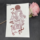 Waterproof Temporary Tattoo Sticker Japanese Style Black White Flame Dragon Body Art Fake Flash Arm