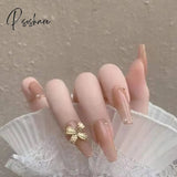 Wearable Fake Nail Patch With Glue Removable Full Cover Press On Artificial Glitter Butterfly Sweet