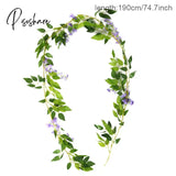 Wisteria/Rose/Eucalyptus Artificial Flowers Vine Garland Wedding Arch Decoration Fake Roses Hanging