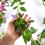 Wisteria/Rose/Eucalyptus Artificial Flowers Vine Garland Wedding Arch Decoration Fake Roses Hanging