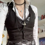 Women’s Dressy Waistcoat Racerback Vest Tuxedo Daily Suit Vintage Steampunk Jacquard Jacket Punk