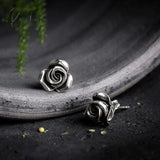 Women’s Silver Color Stud Earrings Vintage Rose Flower Shape Wedding Band Bridal Lover’s Gifts