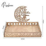 Wooden Eid Mubarak Food Tray Ramadan Decoration For Home Cake Display Islam Muslim Party Supplies