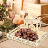 Wooden Eid Mubarak Food Tray Ramadan Decoration For Home Cake Display Islam Muslim Party Supplies