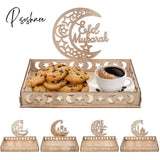 Wooden Eid Mubarak Food Tray Ramadan Decoration For Home Cake Display Islam Muslim Party Supplies