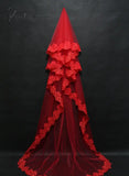 Yarn Embroidery Lace Special For Wedding Cos Soft Tulle Applique Edge 3Meter Long Tailed Chapel