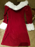 M-XXL Deluxe Adults Sexy Long Sleeve Velvet Santa Claus Costume Ladies Uniform Xmas Party Costume Christmas Fancy Dress