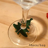 10pcs/lot Christmas Wine Glass Decoration Happy New Year Snowflake Xmas tree gift box xmas Decorations Felt Table Decor