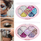 7 Color Eyeshadow Palette Diamond Shaped Glitter Powder Sequins Star Stage Eye Makeup Set