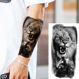 Black Skull Halloween Skeleton Temporary Tattoo For Men Adults Realistic Lion Tiger Wolf Scary Fake Tattoo Sticker Forearm Tatoo
