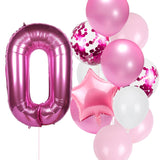 12pcs/lot girl birthday balloons set pink 1 2 3 4 5 6 7 8 9 40inch Number Foil Balloon for 1st 2nd 3rd Birthday Party Balls Toy