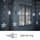 Star String Lights LED Christmas Garland Fairy Curtain light 2.5M Outdoor Indoor For Bedroom Home Party Wedding New Year Decor