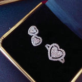 Pisoshare Luxury Bridal Jewelry Set Silver Plated Heart Cut Crystal Ring Stud Earrings Birthday Banquet Gifts Women's Fashion Jewelry Gift