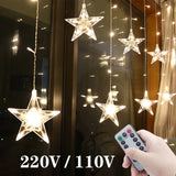 Star String Lights LED Christmas Garland Fairy Curtain light 2.5M Outdoor Indoor For Bedroom Home Party Wedding New Year Decor