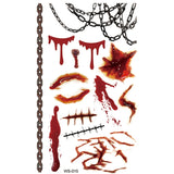 Halloween Waterproof Temporary Tattoos Stickers Zombie Scar Tatto with Bloody Makeup Wounds Decoration Wound Scary Blood Sticke