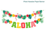 Pisoshare Hawaii ALOHA Happy Birthday Banner Flamingo Hawaiian Tropical Party Decor Holiday Summer Party Luau Aloha Party Supplies