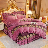 Pisoshare Beige Plush Soft Warm Crystal Velvet Princess Lace Bedding Set Luxury 1/3Pcs Duvet/Quilt Cover Pillowcases Home Textile