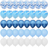 40Pcs Blue Balloons Set Agate Marble Metallic Confetti Balloon for Kids Birthday Party Baby Shower Graduation Decoration Wedding