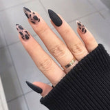 24 PCS Pointed Tip Glossy Fake Fingernails Dark Gothic Halloween makeup False Nail Tips Full Cover Press on Nails Tips With Glue