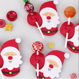 50Pcs/Lot Cartoons Santa Claus Paper Lollipop Cards DIY Lollipop Gift Package Decor Christmas Decoration Navidad New Year