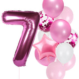 12pcs/lot girl birthday balloons set pink 1 2 3 4 5 6 7 8 9 40inch Number Foil Balloon for 1st 2nd 3rd Birthday Party Balls Toy