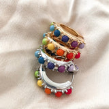 1Pcs New Fashion Multicolor Bead Hoop Earrings Women Fashion Elegant Round Round Gold Plated Shape Earrings Boho Party Jewelry