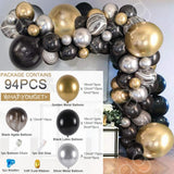 Black Gold Balloon Garland Arch Kit Confetti Latex Balloon 30th 40th 50th Birthday Party Balloons Decorations Adults Baby Shower