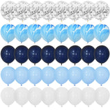 40Pcs Blue Balloons Set Agate Marble Metallic Confetti Balloon for Kids Birthday Party Baby Shower Graduation Decoration Wedding