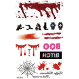 Halloween Waterproof Temporary Tattoos Stickers Zombie Scar Tatto with Bloody Makeup Wounds Decoration Wound Scary Blood Sticke