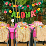 Pisoshare Hawaii ALOHA Happy Birthday Banner Flamingo Hawaiian Tropical Party Decor Holiday Summer Party Luau Aloha Party Supplies