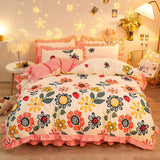 Pisoshare Kawaii Pink Strawberry Bedding Set For Home Twin Full Queen Size Daisy Bed Skirt Cute Double Bed Sheet Quilt Duvet Cover Set