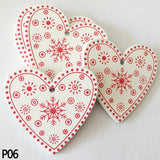 10pc 5cm Red Heart Star Bell Snowflake Christmas Ornaments Pendant Natural Wood Christmas Hanging Confetti Xmas Tree Decorations