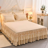 Pisoshare Beige Lace Embroidery Princess Bedding Bed Sheet Pillowcases Bedspread Bed Skirt Home Decoration Mattress Cover Non-slip