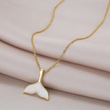 DIEYURO 316L Stainless Steel New White Shell Mermaid Tail Lucky Beautiful Pendant Necklace Valentine&#39;s Day Gift For Girlfriend