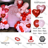 Valentine's Day Aesthetic 105Pcs Valentines Day Red Pink Balloons Garland Kit Red Rose Gold Heart Foil Balloons Wedding Valentines Balloons Garland Kit
