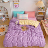 Pisoshare Kawaii Fashion Rainbow Bedding Set 100% Cotton Flat Bed Sheet And Pillowcases Luxury Korean Style Princess Full Queen Bed Sets